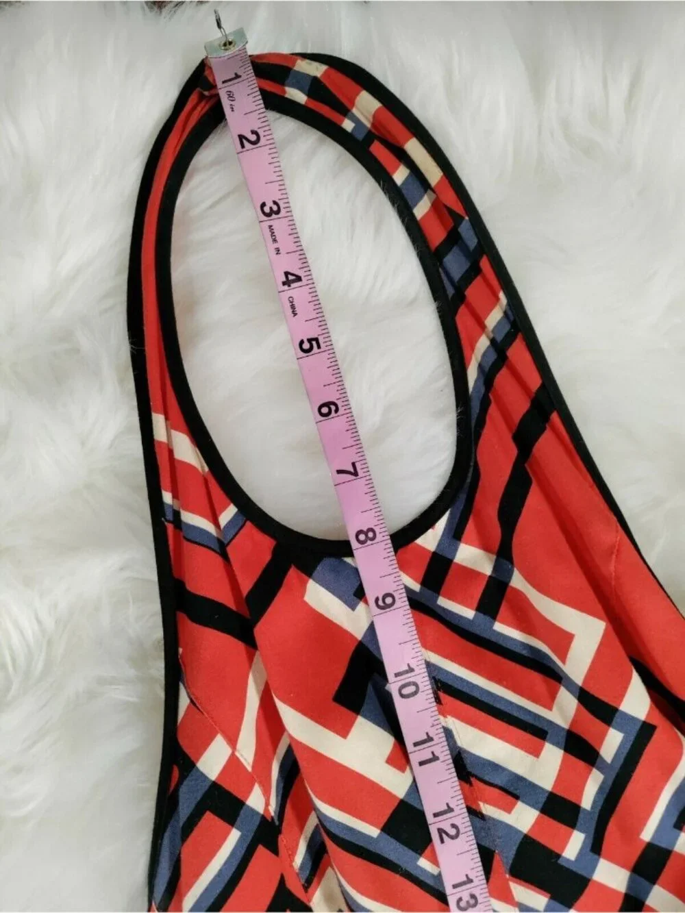 Calvin Klein Womens Fit & Flare with Pockets 8 Red Multi-Color Size M Geometric - Picture 7 of 11